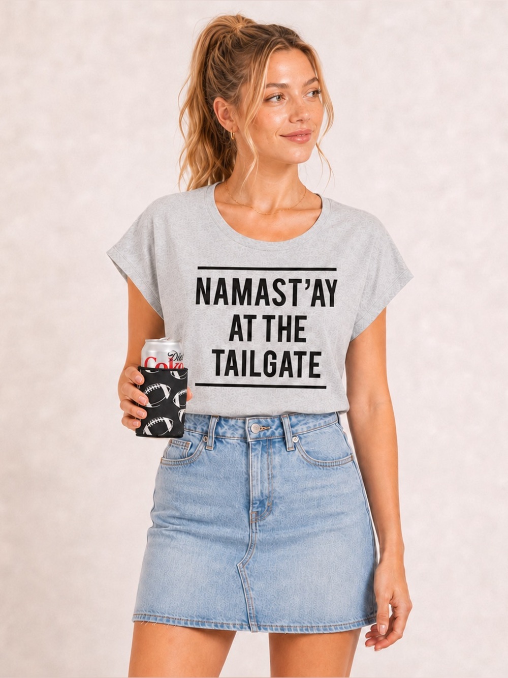 Women’s Gray Gameday Graphic Tee - Namast'ay At The Tailgate